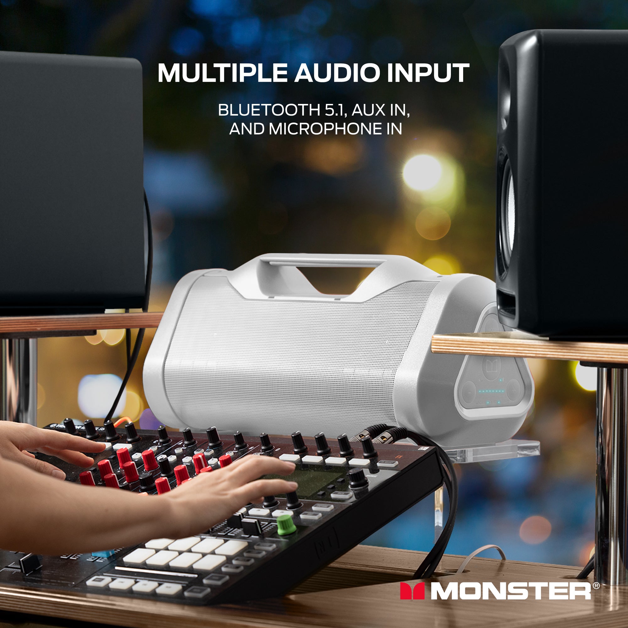 Monster Blaster 3.0 Portable Speaker 120W Wireless Bluetooth IPX5 Rechargeable Waterproof with USB Charge Out Aux Input